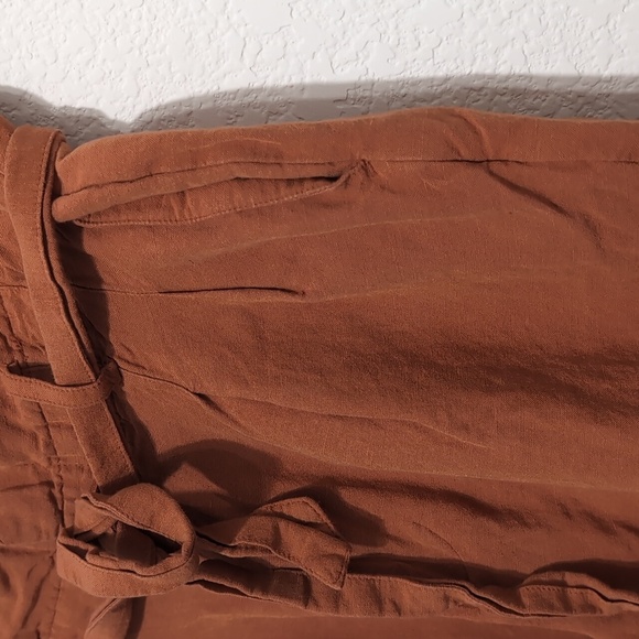 Madewell Linen Blend Burnt Orange Paperbag Pants Women's size 8 Waist Tie - Picture 5 of 13